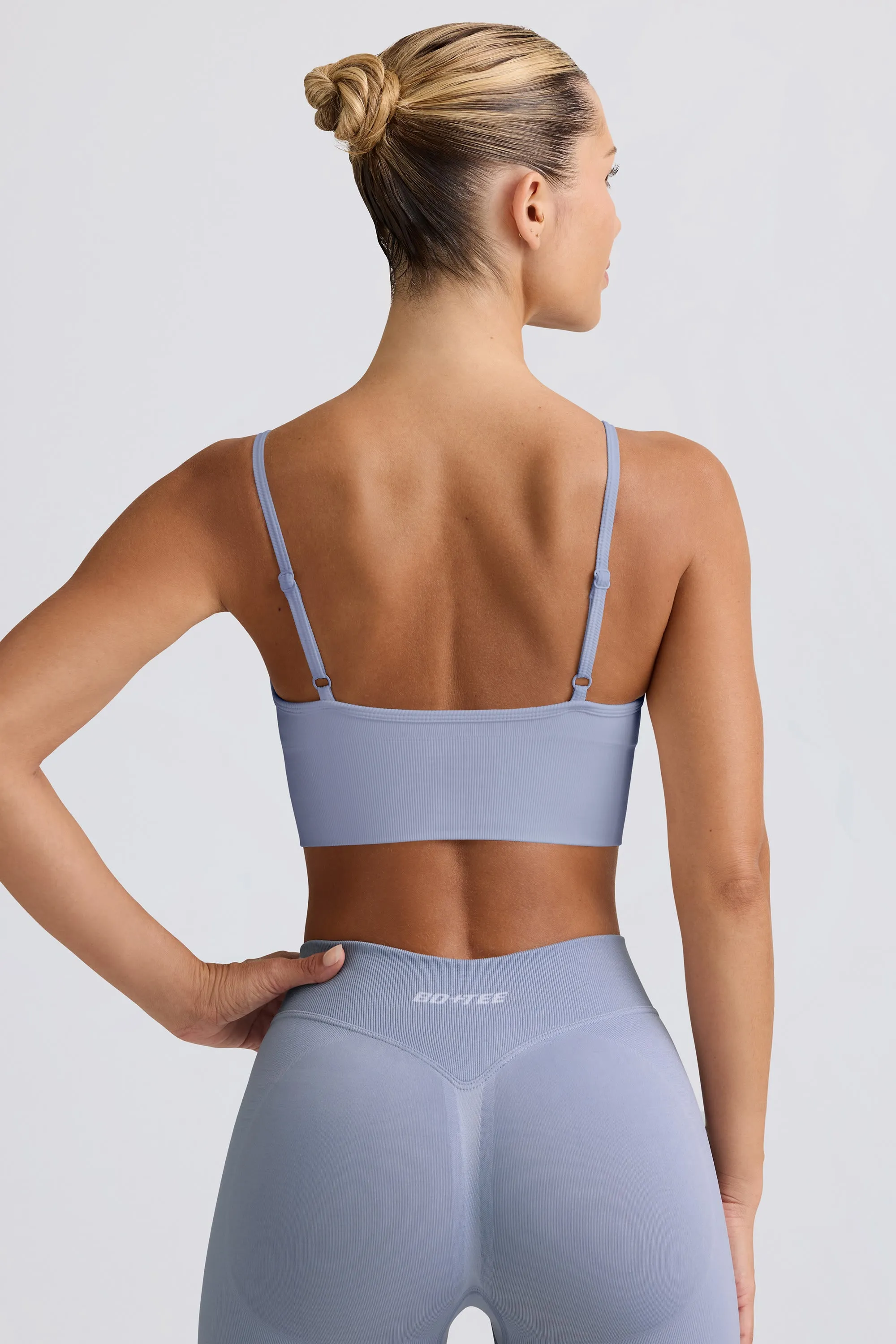 Define Luxe V-Neck Sports Bra in Blue Grey sold by Bo + Tee product image thumbnail 2