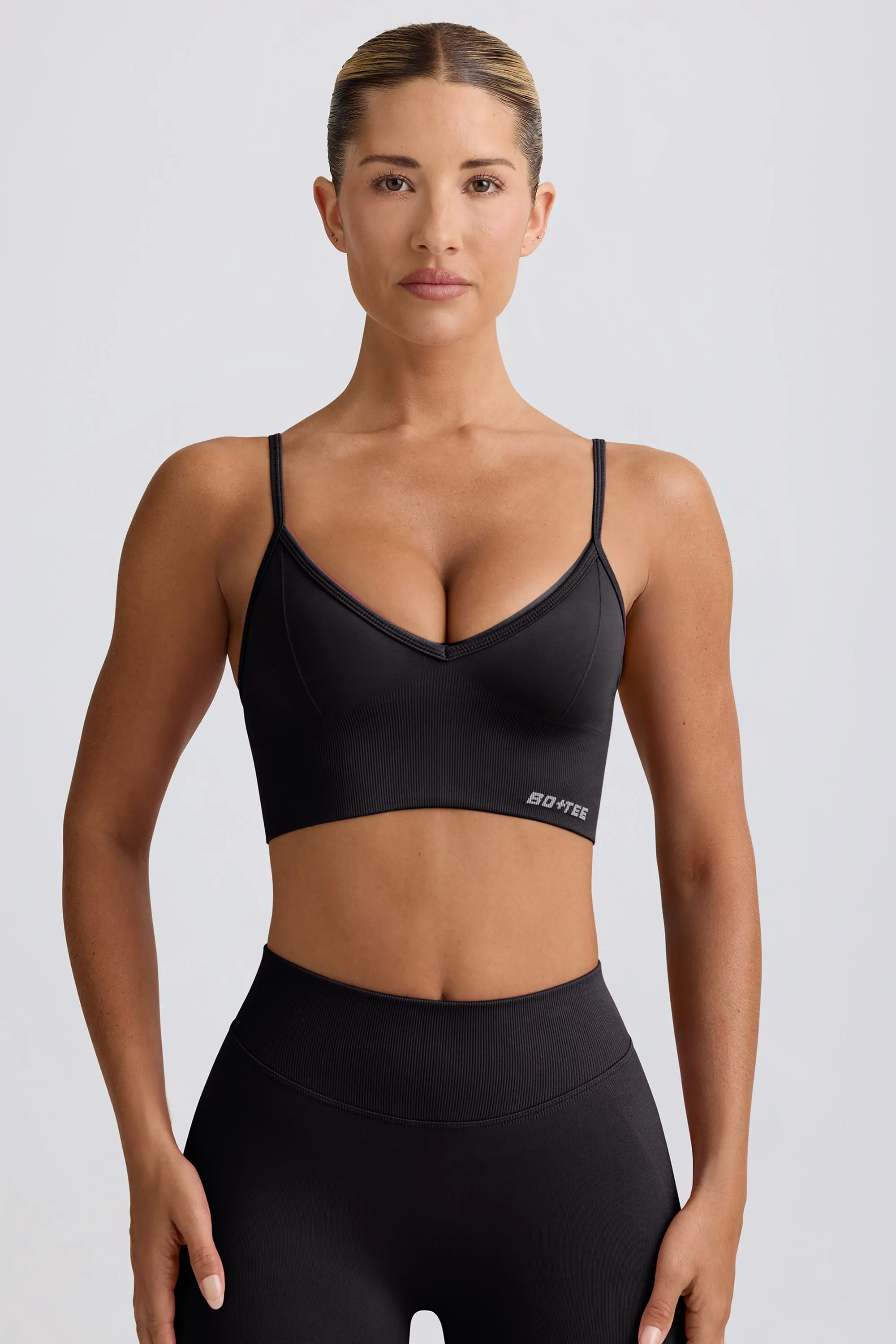 Define Luxe V-Neck Sports Bra in Black sold by Bo + Tee product image thumbnail 5