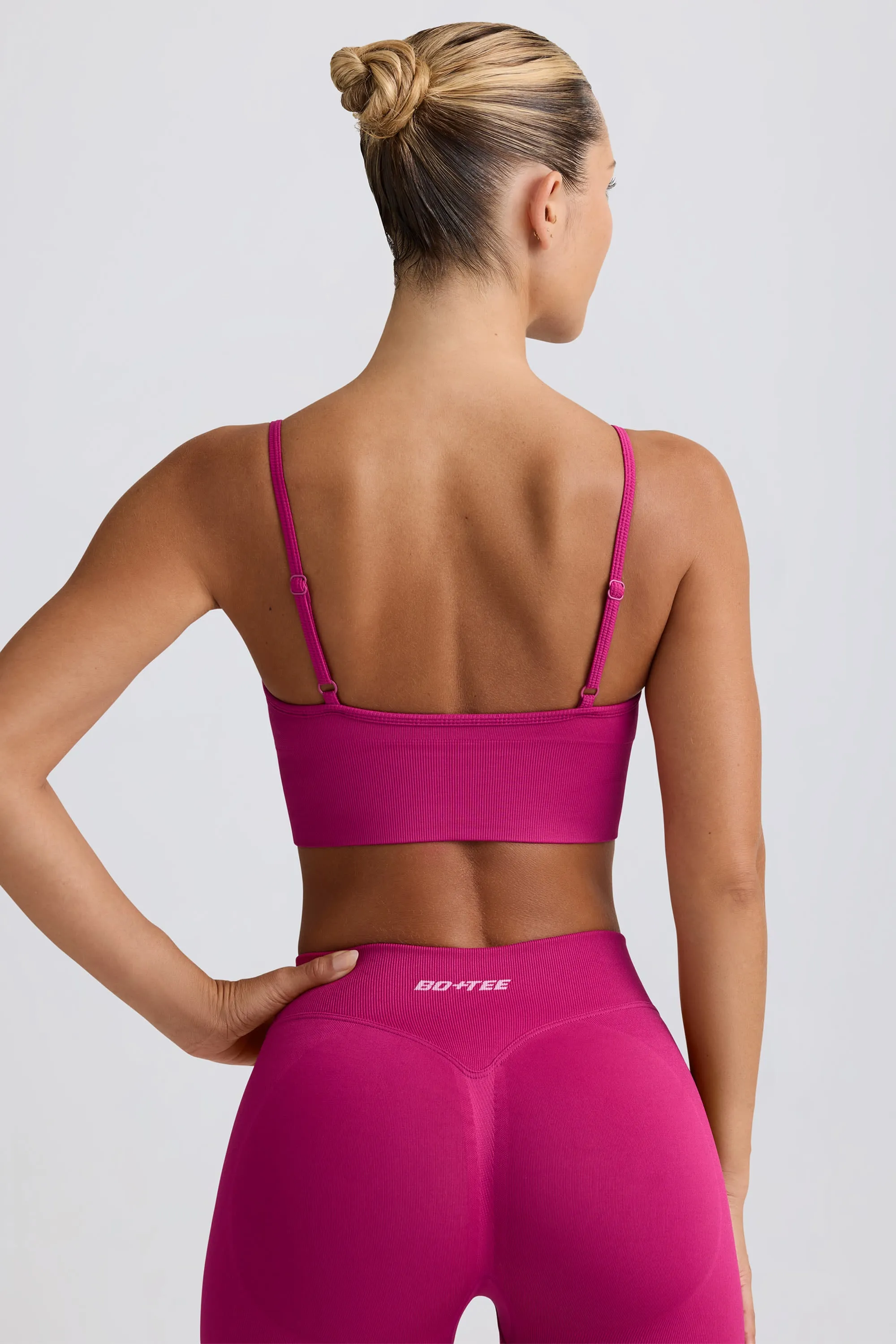 Define Luxe V-Neck Sports Bra in Berry sold by Bo + Tee product image thumbnail 2