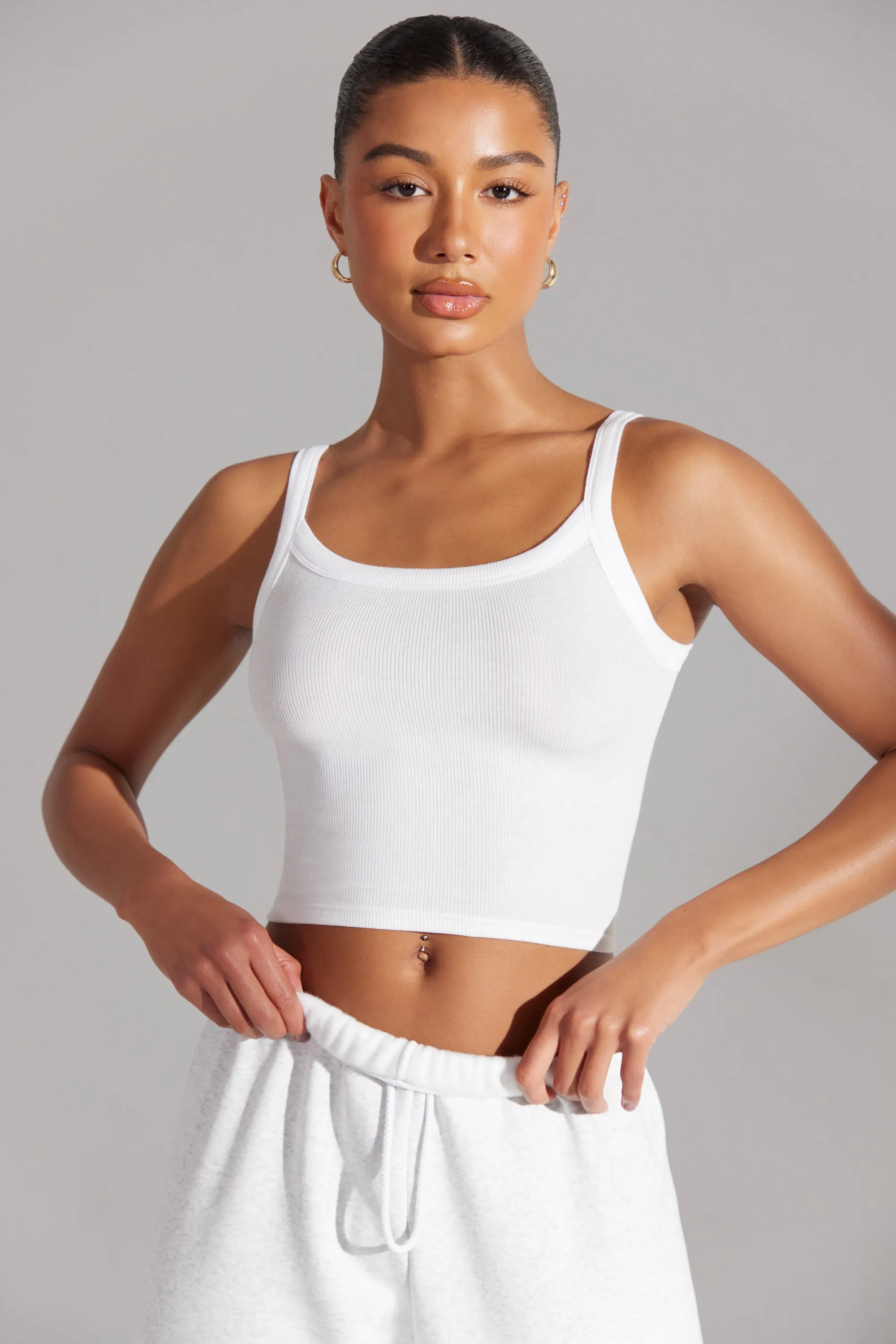 Soft Rib Tank Top in White sold by Bo + Tee