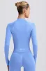 Define Luxe Zip-Up Jacket in Light Blue sold by Bo + Tee