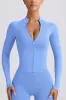 Define Luxe Zip-Up Jacket in Light Blue sold by Bo + Tee
