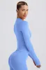 Define Luxe Zip-Up Jacket in Light Blue sold by Bo + Tee