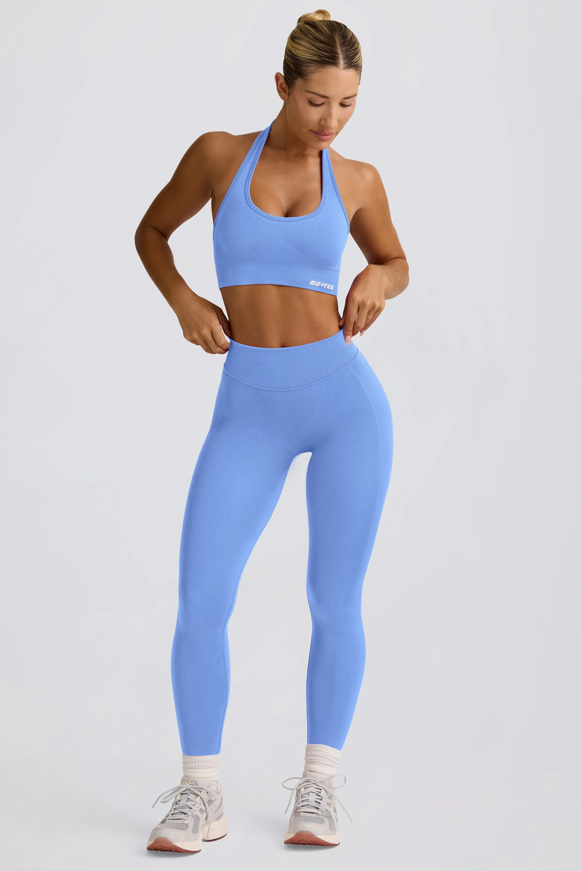 Define Luxe High-Waist Leggings in Light Blue sold by Bo + Tee product image thumbnail 5