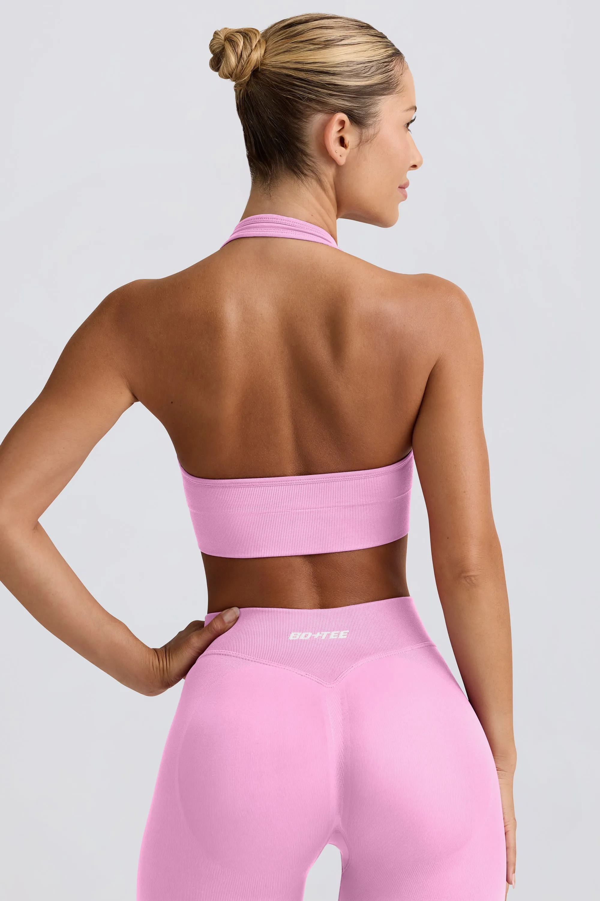 Define Luxe Halterneck Sports Bra in Bubblegum Pink sold by Bo + Tee product image thumbnail 2