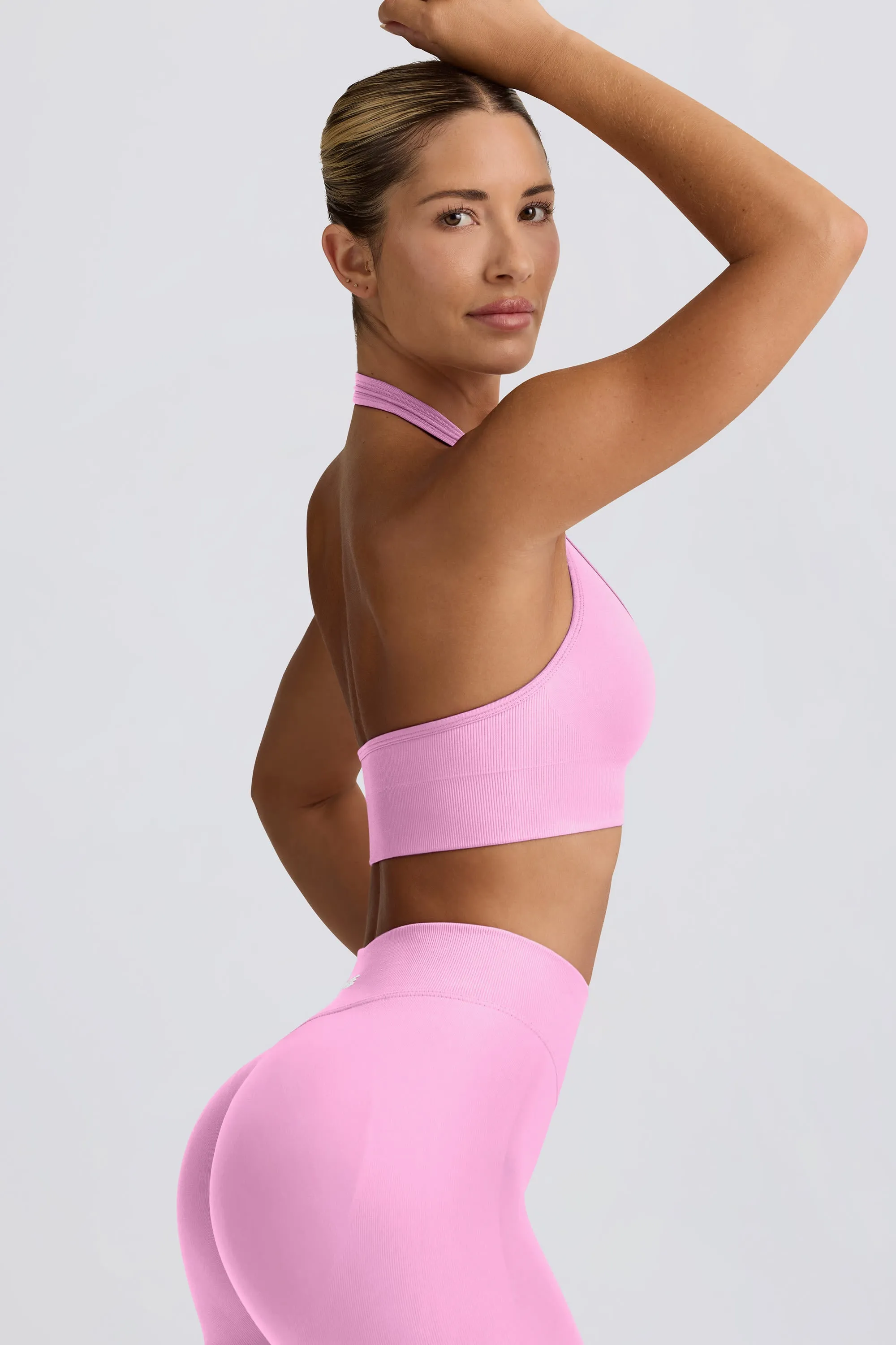 Define Luxe Halterneck Sports Bra in Bubblegum Pink sold by Bo + Tee product image thumbnail 3