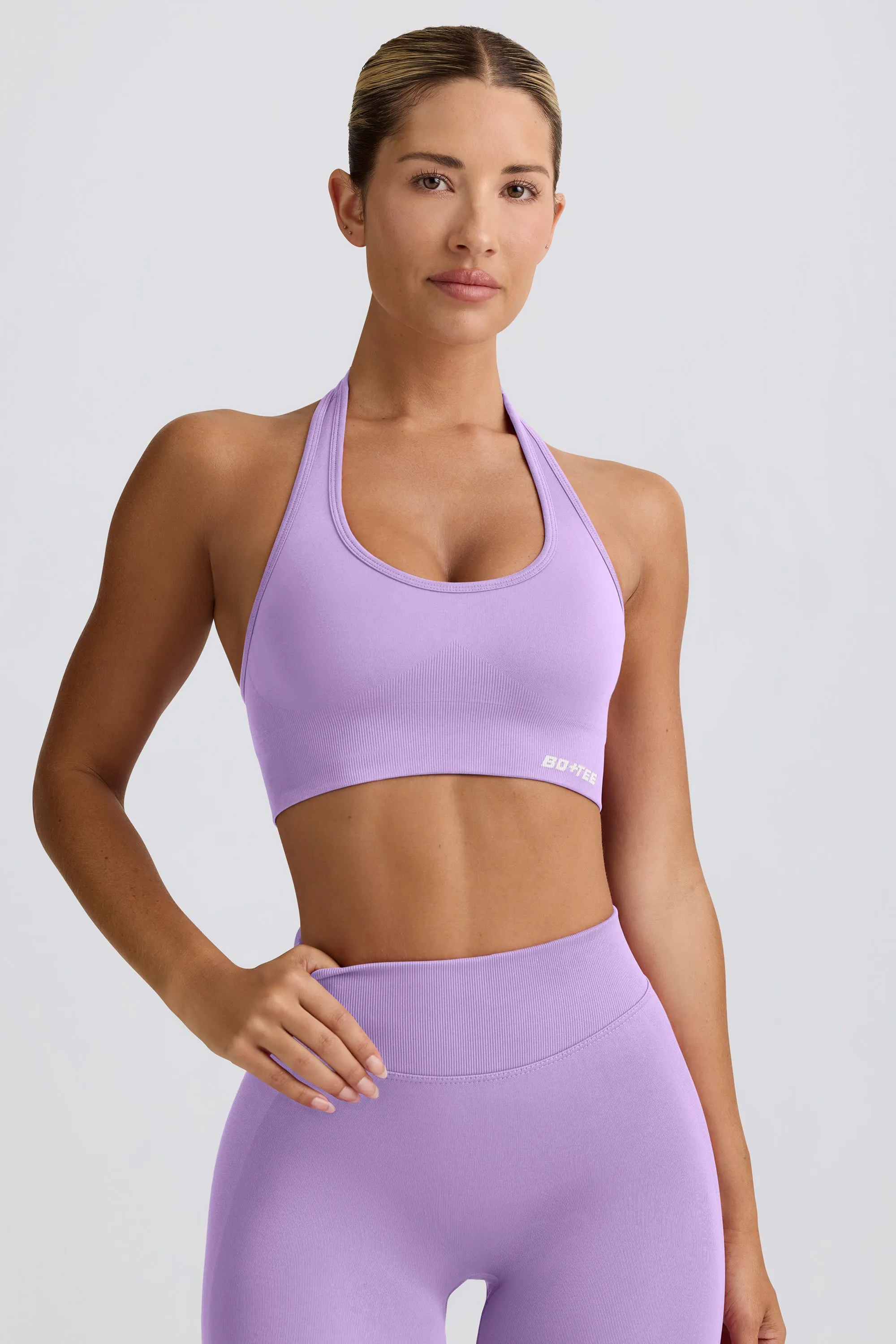 Define Luxe Halterneck Sports Bra in Lilac sold by Bo + Tee product image thumbnail 5