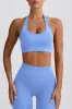 Define Luxe Halterneck Sports Bra in Light Blue sold by Bo + Tee