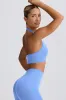 Define Luxe Halterneck Sports Bra in Light Blue sold by Bo + Tee