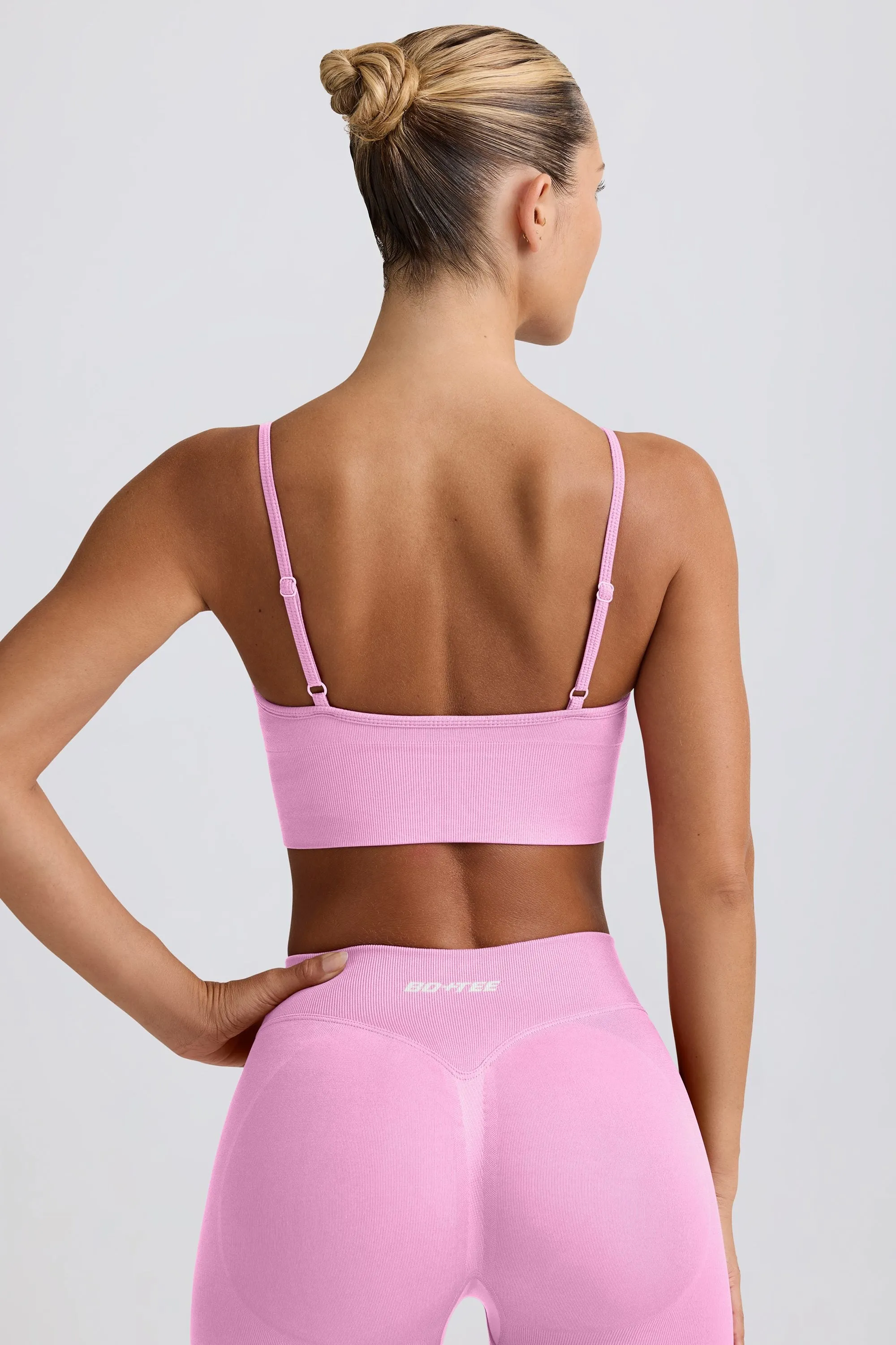 Define Luxe V-Neck Sports Bra in Bubblegum Pink sold by Bo + Tee product image thumbnail 2