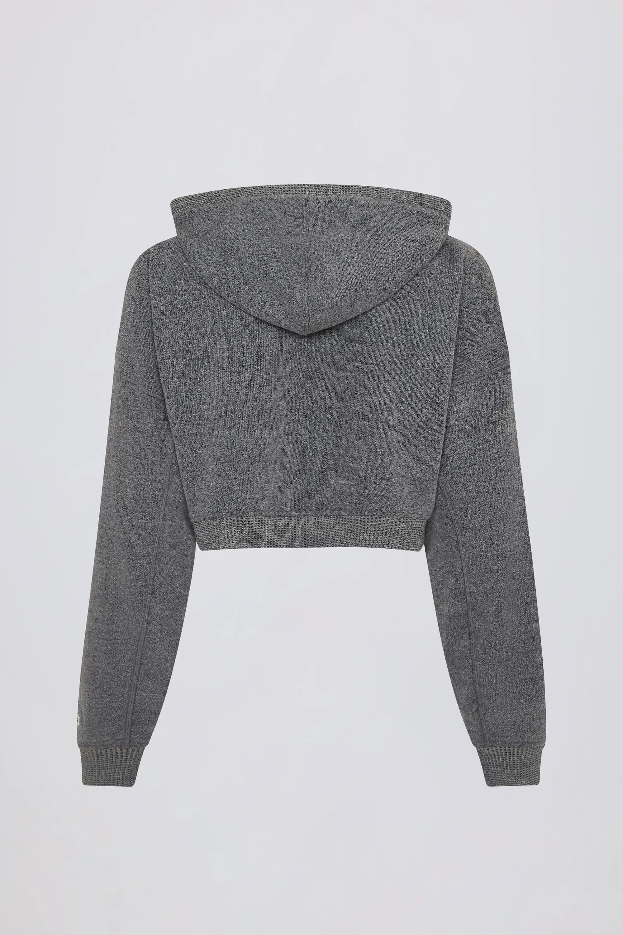 Terry Cotton Zip-Up Cropped Hoodie in Dark Grey sold by Bo + Tee product image thumbnail 5