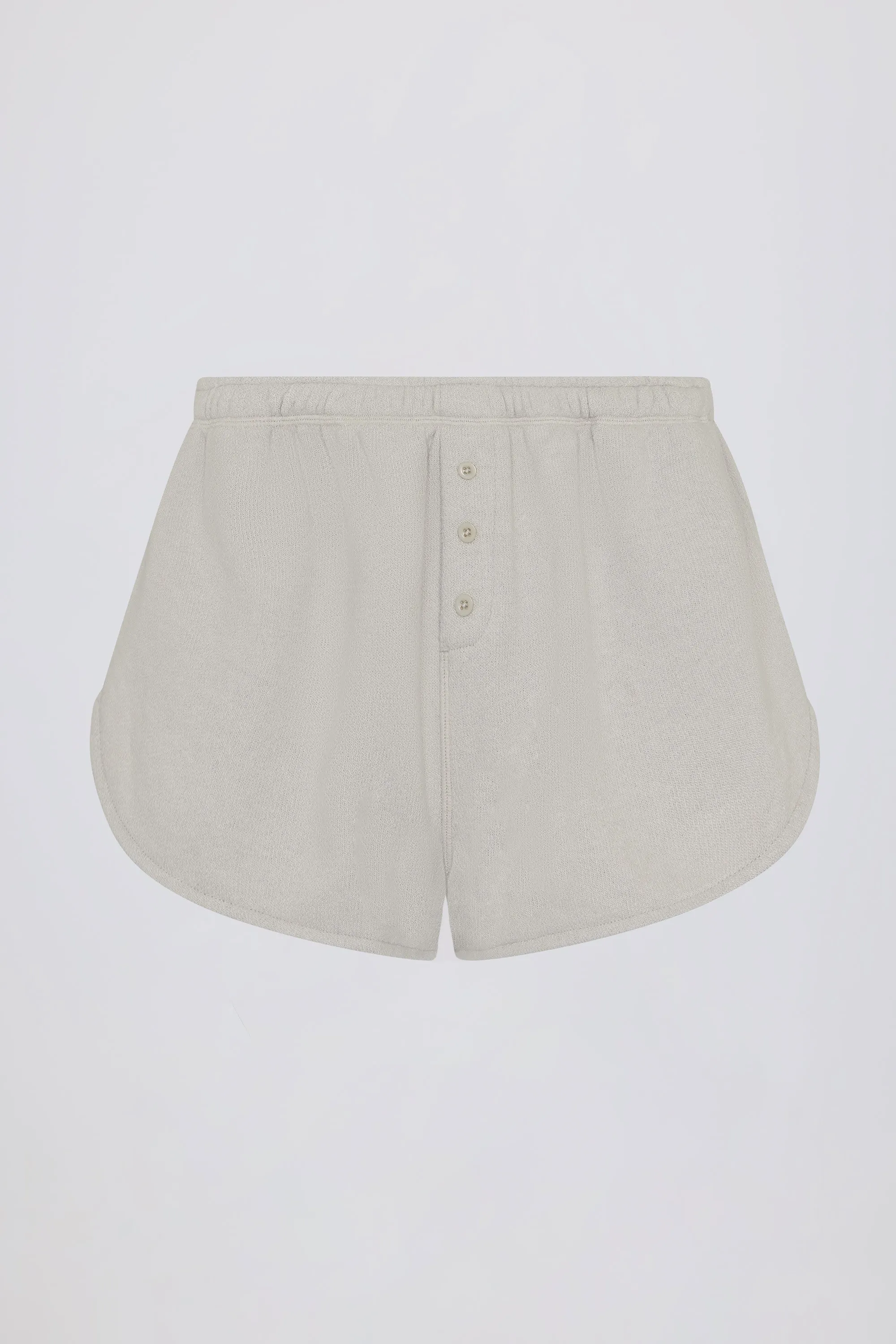 Button-Detail Mid-Rise Shorts in Light Grey sold by Bo + Tee product image thumbnail 4