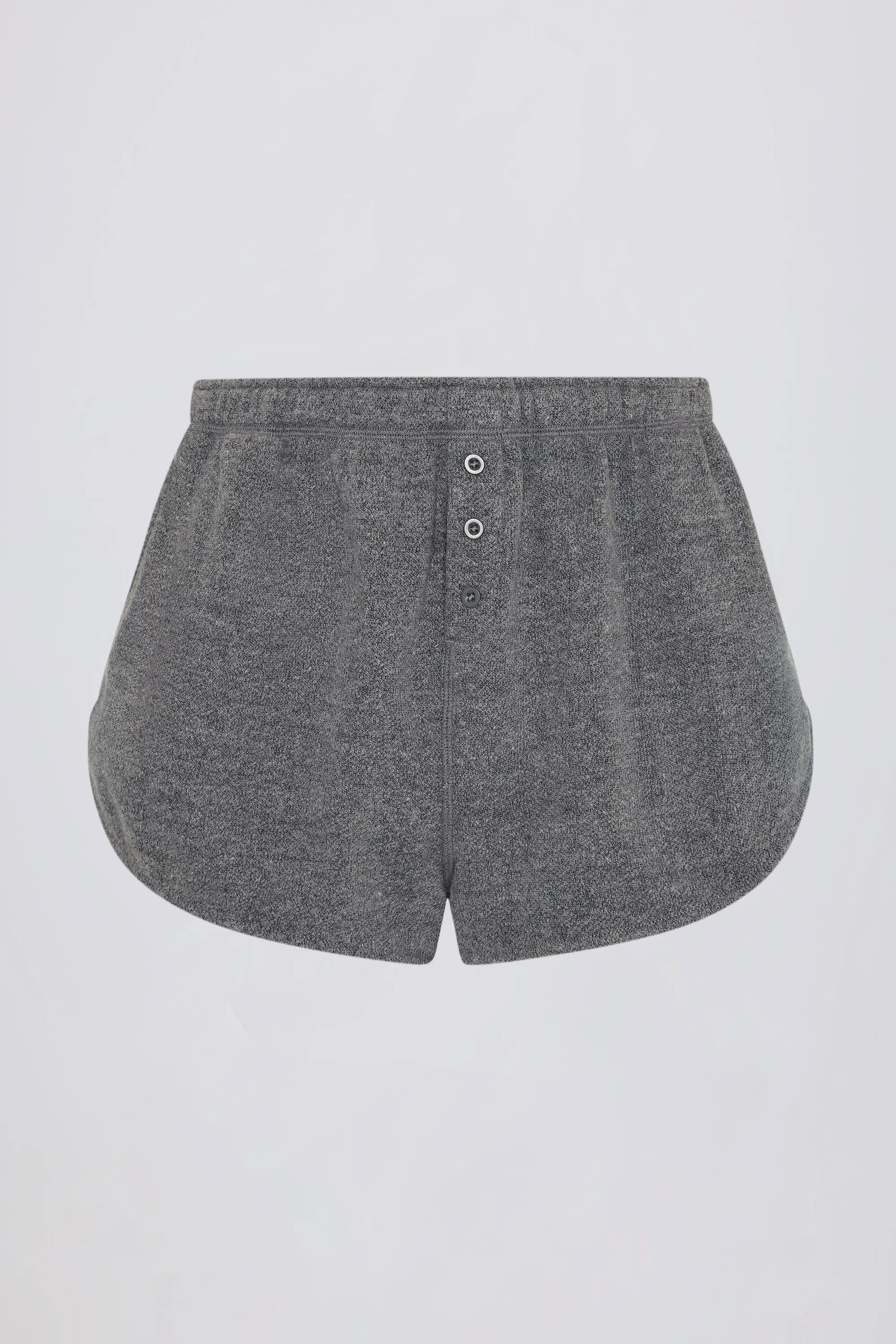 Button-Detail Mid-Rise Shorts in Dark Grey sold by Bo + Tee product image thumbnail 4