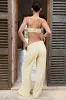 Button-Detail Low-Rise Wide-Leg Joggers in Lemon sold by Bo + Tee