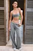 Button-Detail Low-Rise Wide-Leg Joggers in Dark Grey sold by Bo + Tee