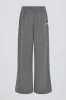 Button-Detail Low-Rise Wide-Leg Joggers in Dark Grey sold by Bo + Tee