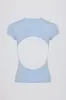 Cut-Out Longline T-Shirt in Sky sold by Bo + Tee