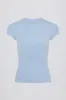 Cut-Out Longline T-Shirt in Sky sold by Bo + Tee