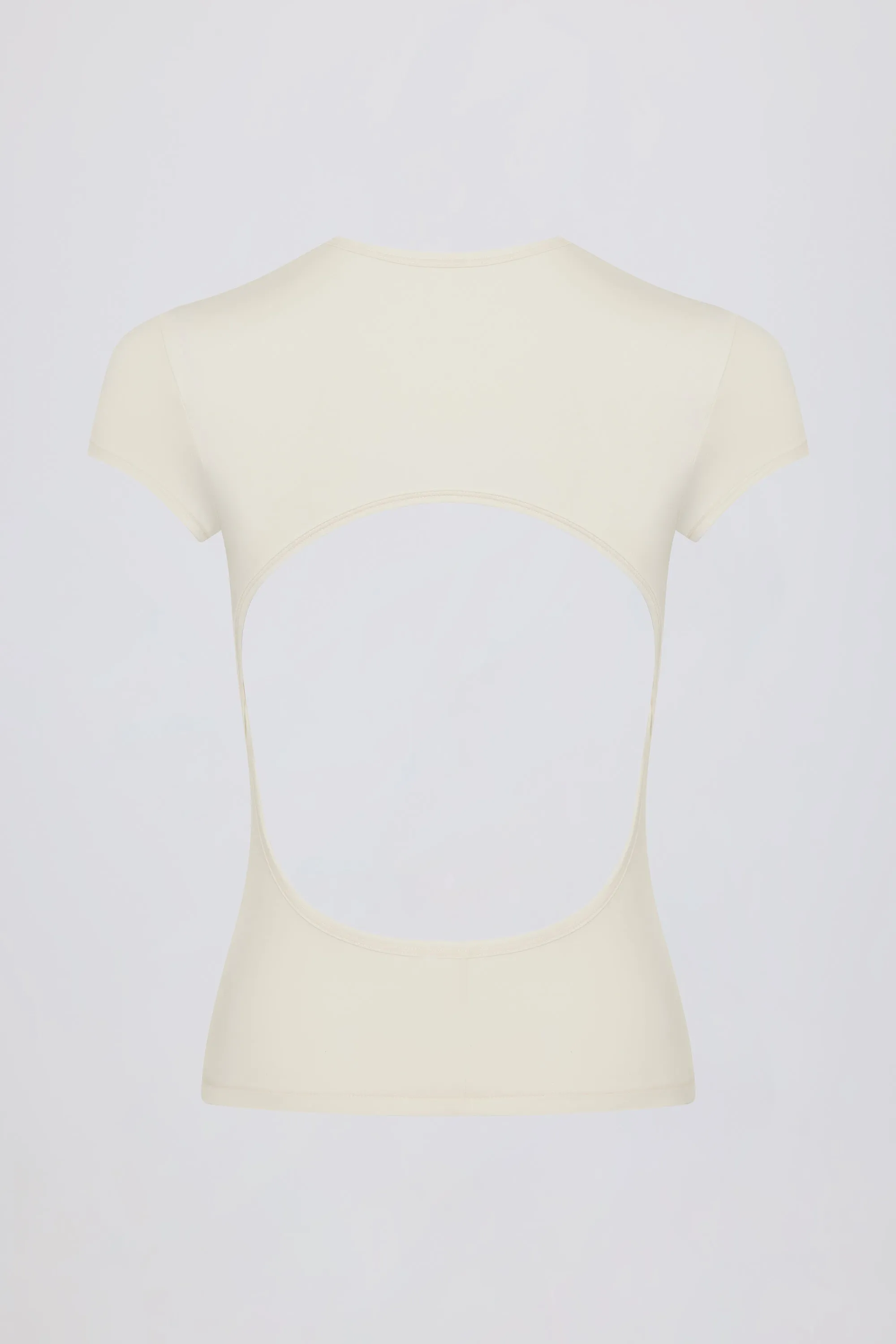 Cut-Out Longline T-Shirt in Cream sold by Bo + Tee product image thumbnail 5