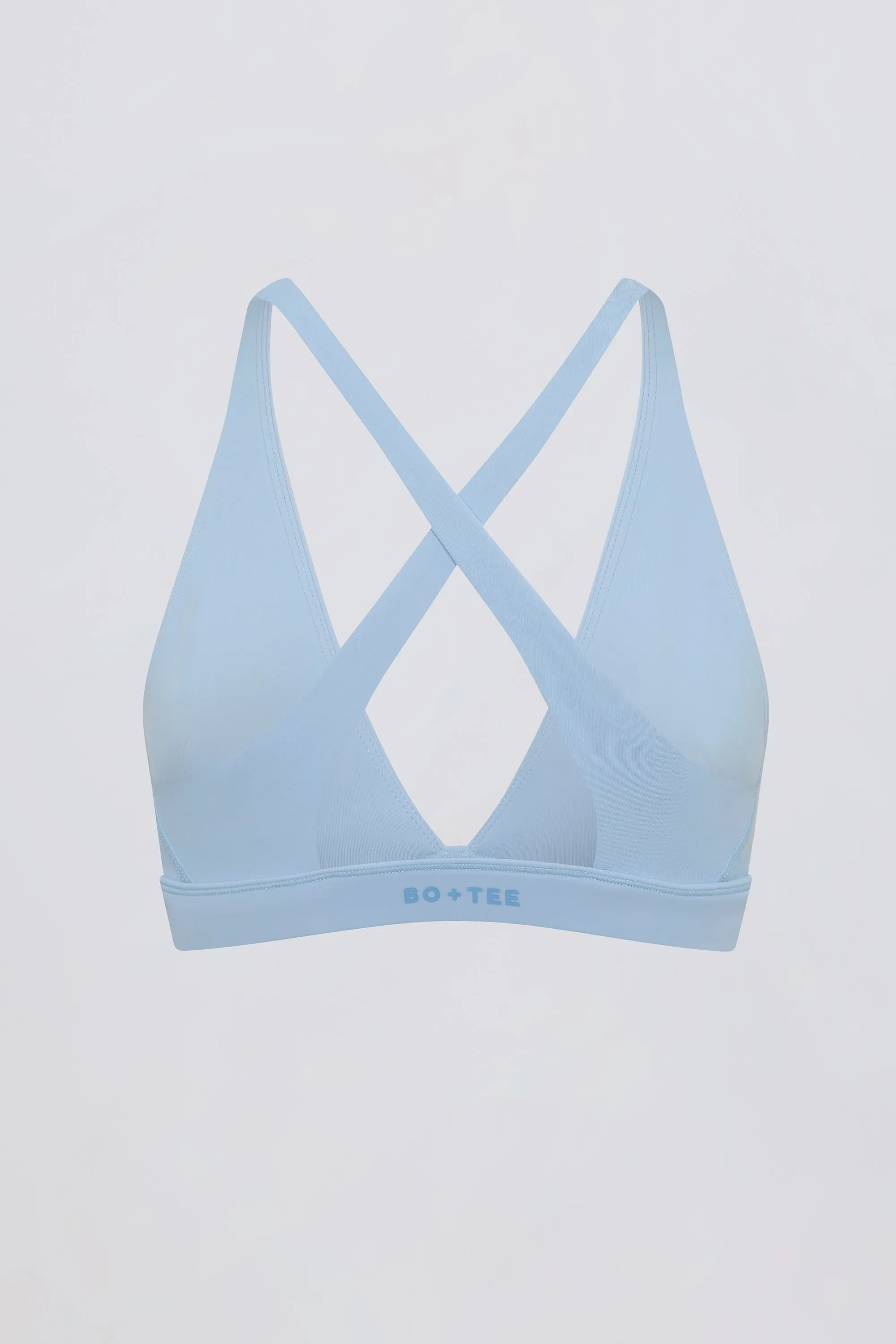 Soft Active Cross-Back Sports Bra in Sky sold by Bo + Tee product image thumbnail 5
