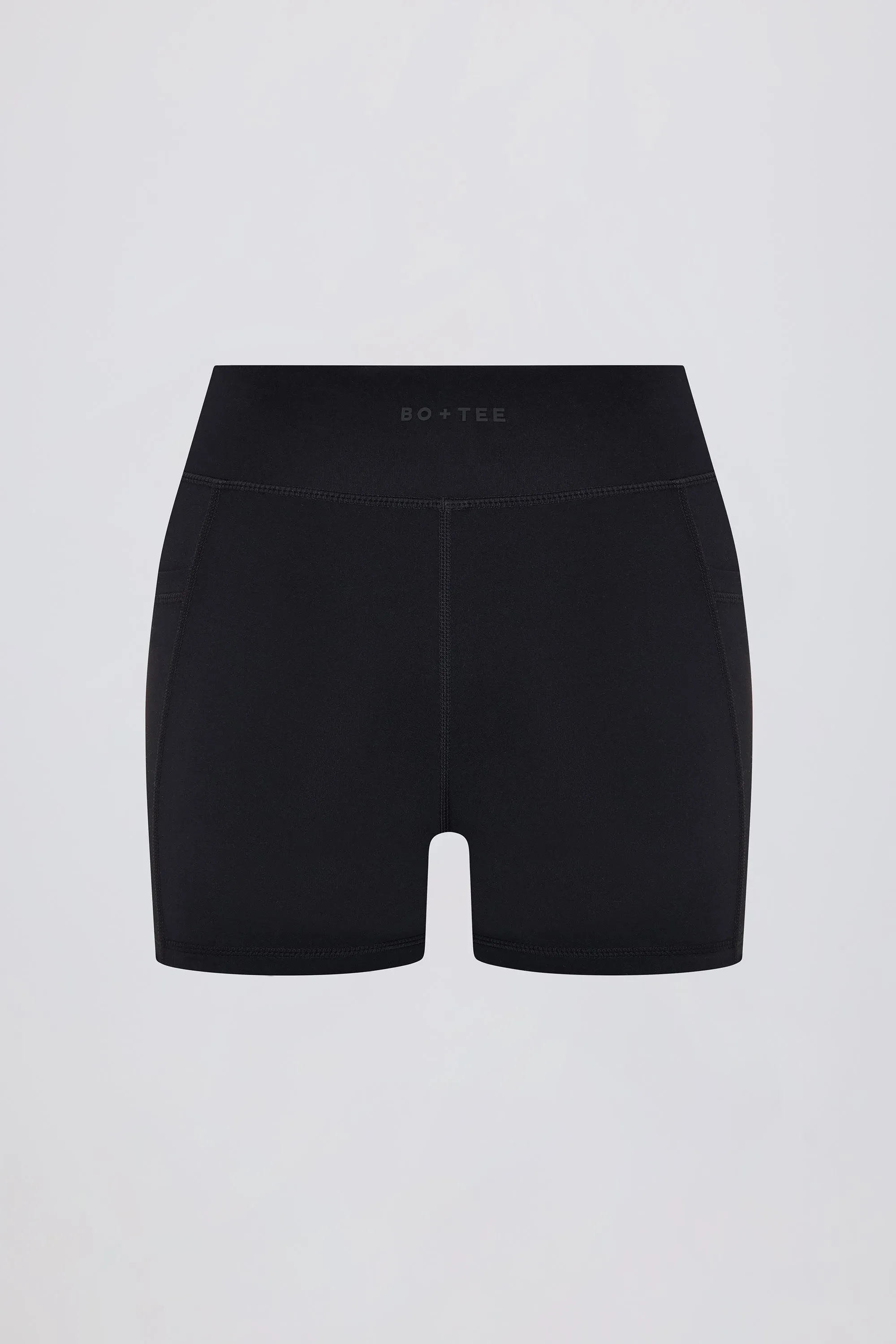 Soft Active V-Waist Pocket Mini Shorts in Black sold by Bo + Tee product image thumbnail 5