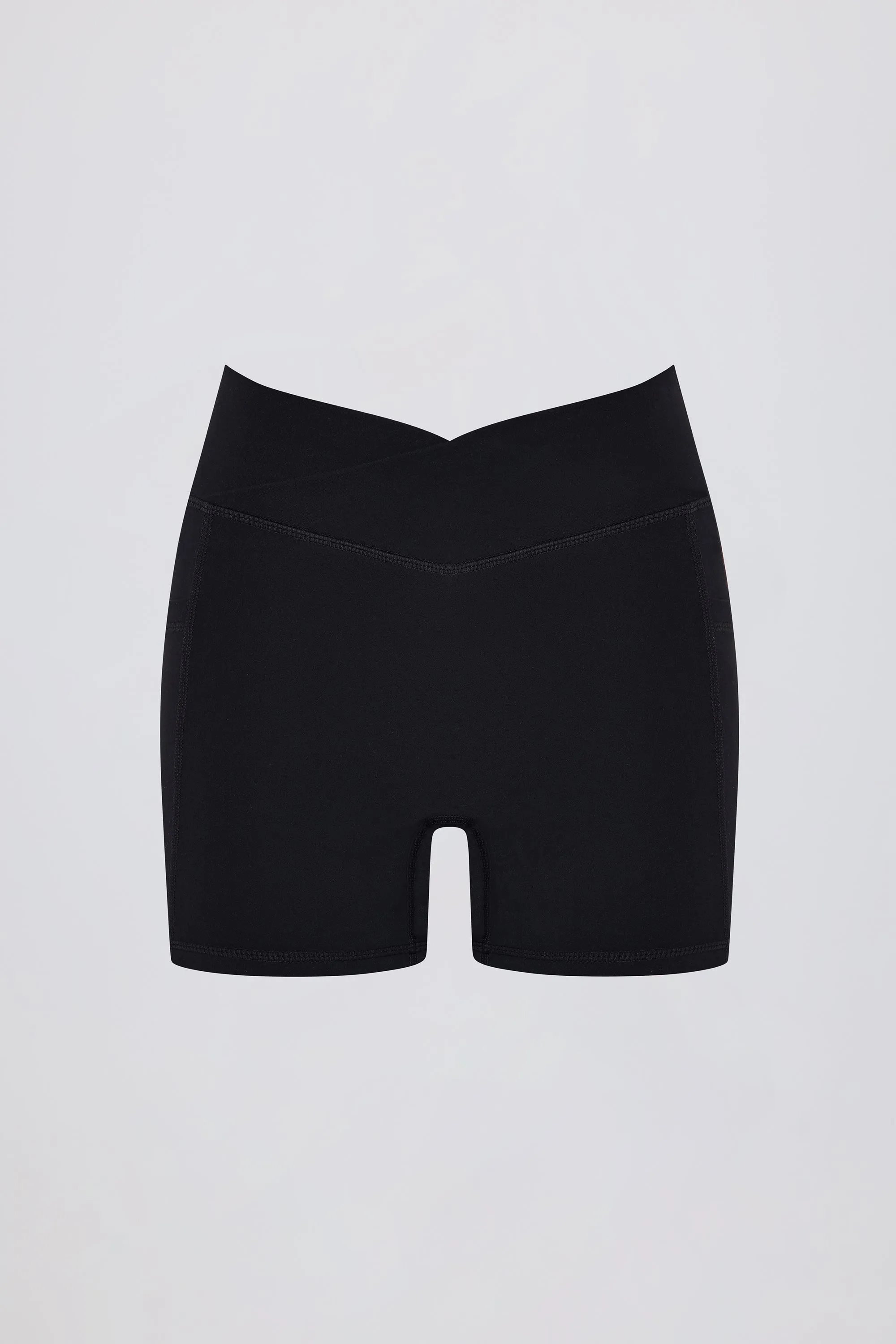 Soft Active V-Waist Pocket Mini Shorts in Black sold by Bo + Tee product image thumbnail 4