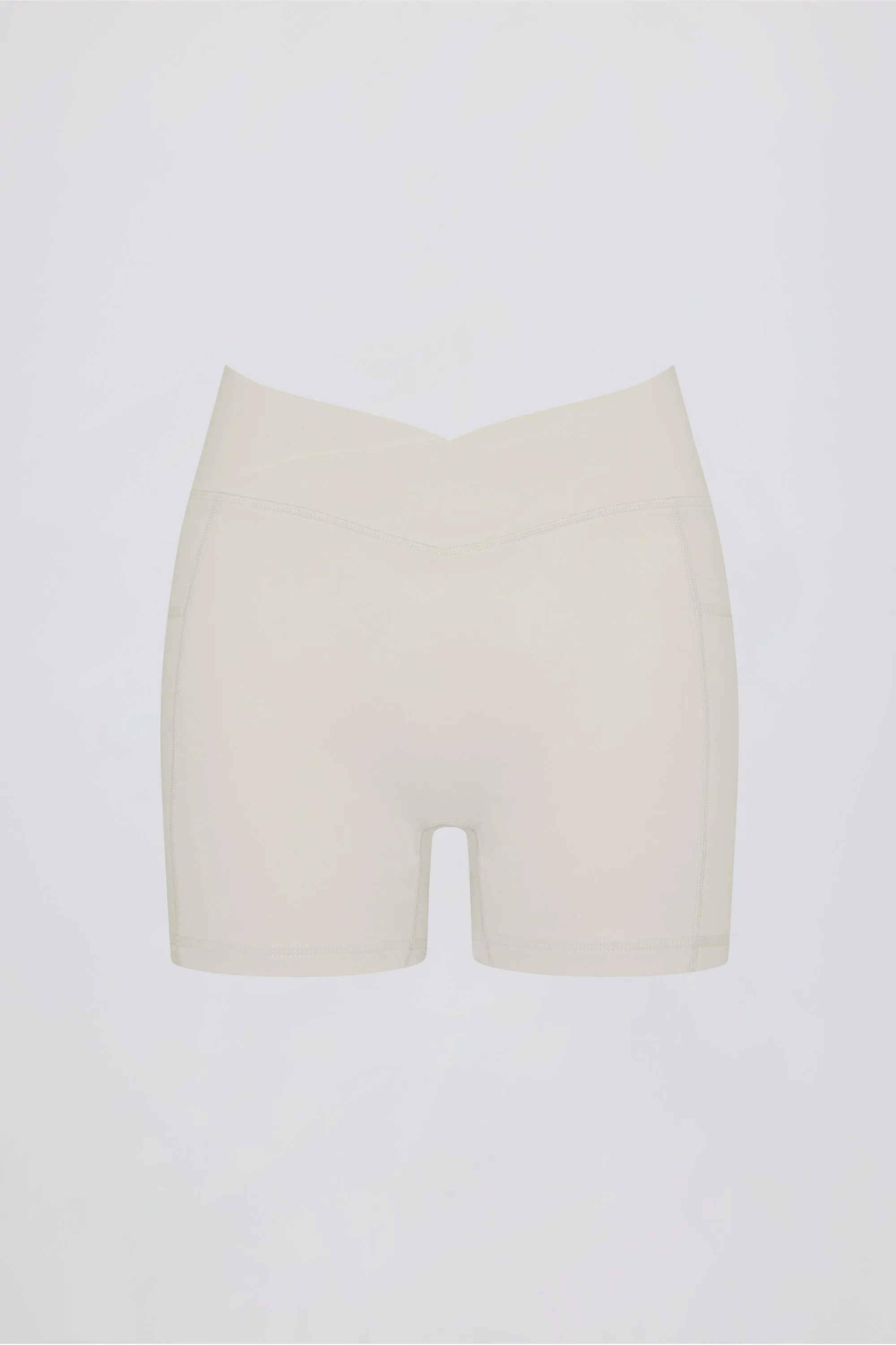Soft Active Pocket V-Waist Mini Shorts in Cream sold by Bo + Tee product image thumbnail 4
