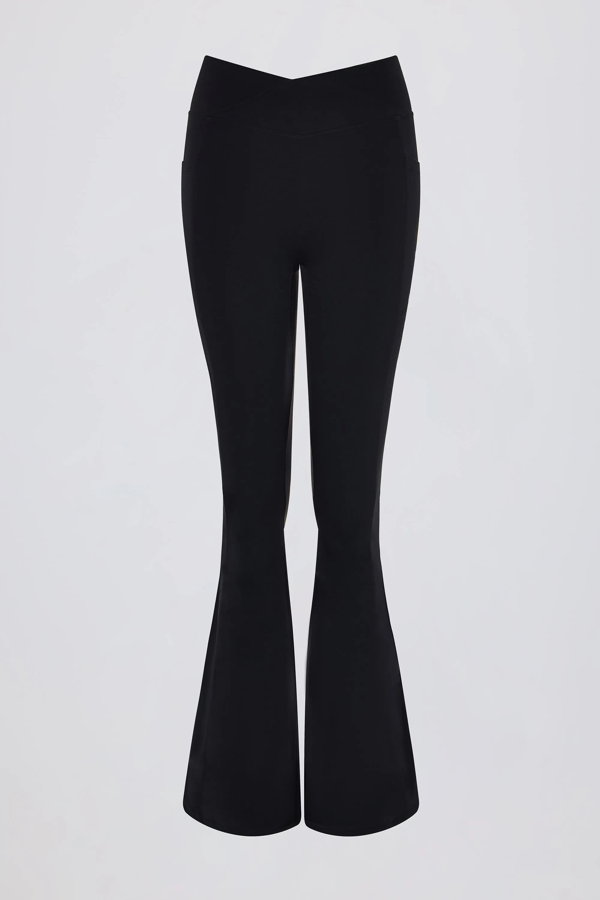 Soft Active V-Waist Pocket Flared Leggings in Black sold by Bo + Tee product image thumbnail 4
