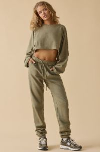 Calm - Oversized Long Sleeve Crop Top in Soft Olive sold by Bo + Tee