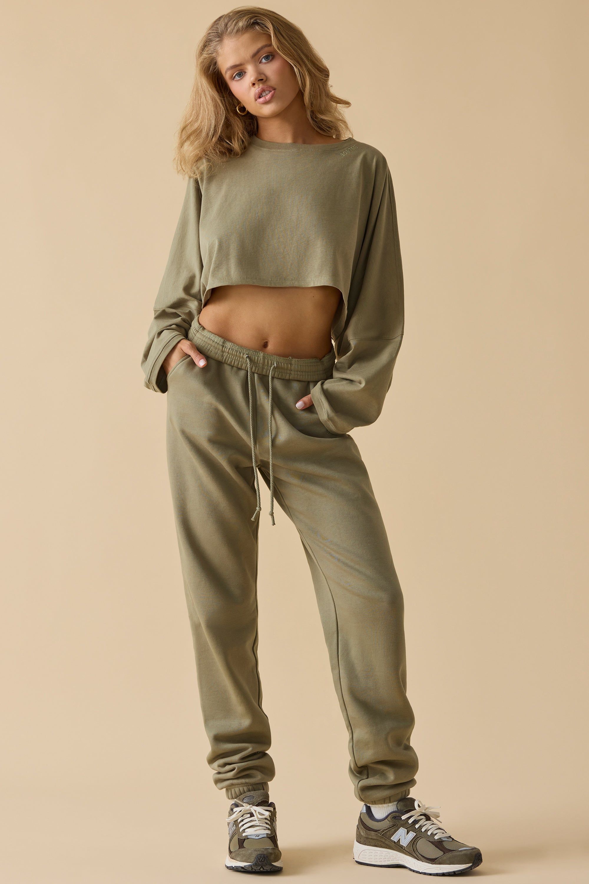 Calm - Oversized Long Sleeve Crop Top in Soft Olive sold by Bo + Tee product image thumbnail 8