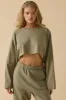 Day Off - Oversized Long Sleeve Crop Top in Soft Olive sold by Bo + Tee