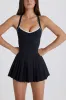 Soft Active Cross-Back Pleated Tennis Dress in Black sold by Bo + Tee
