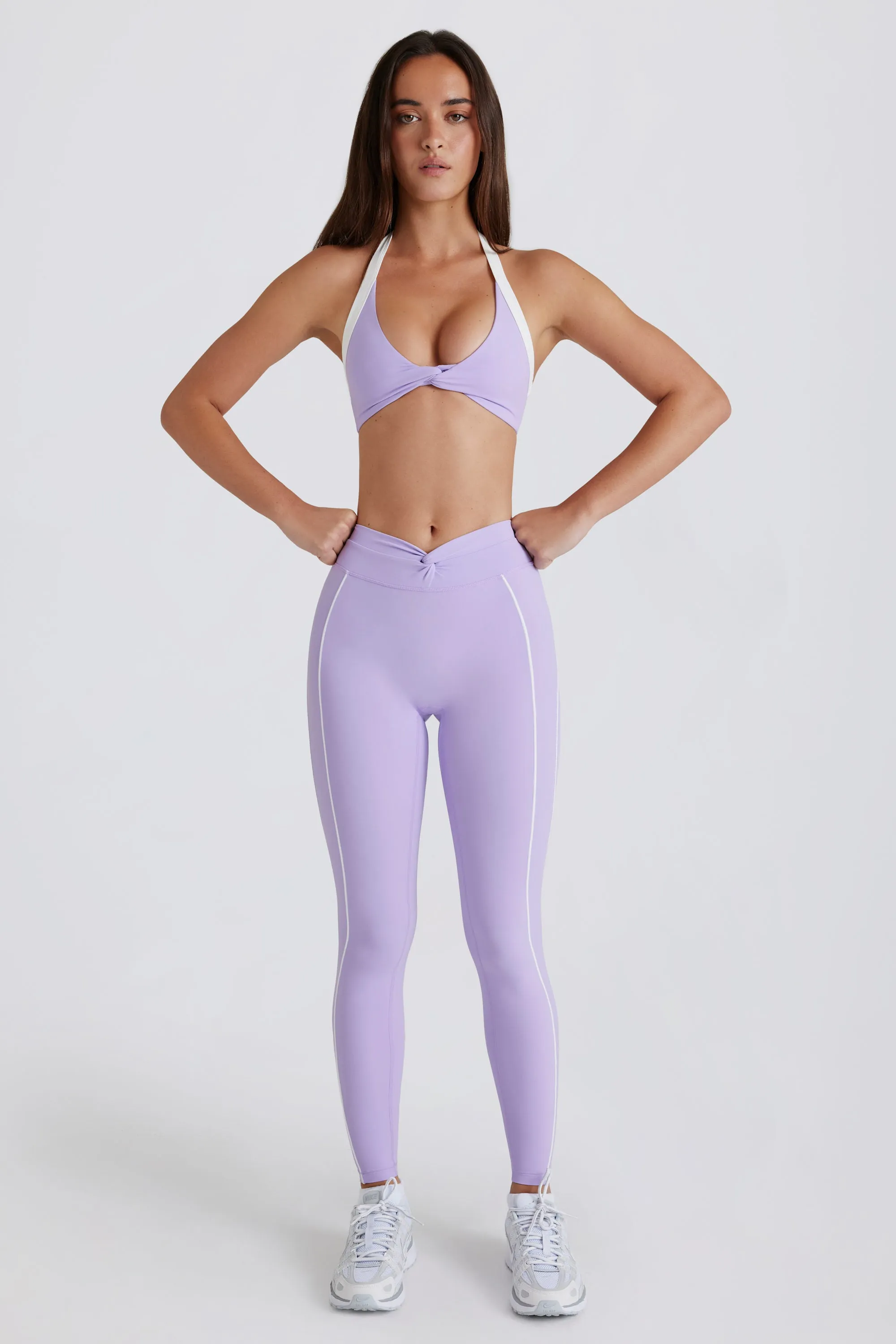 Soft Active Twist-Front Leggings in Lilac sold by Bo + Tee product image thumbnail 5