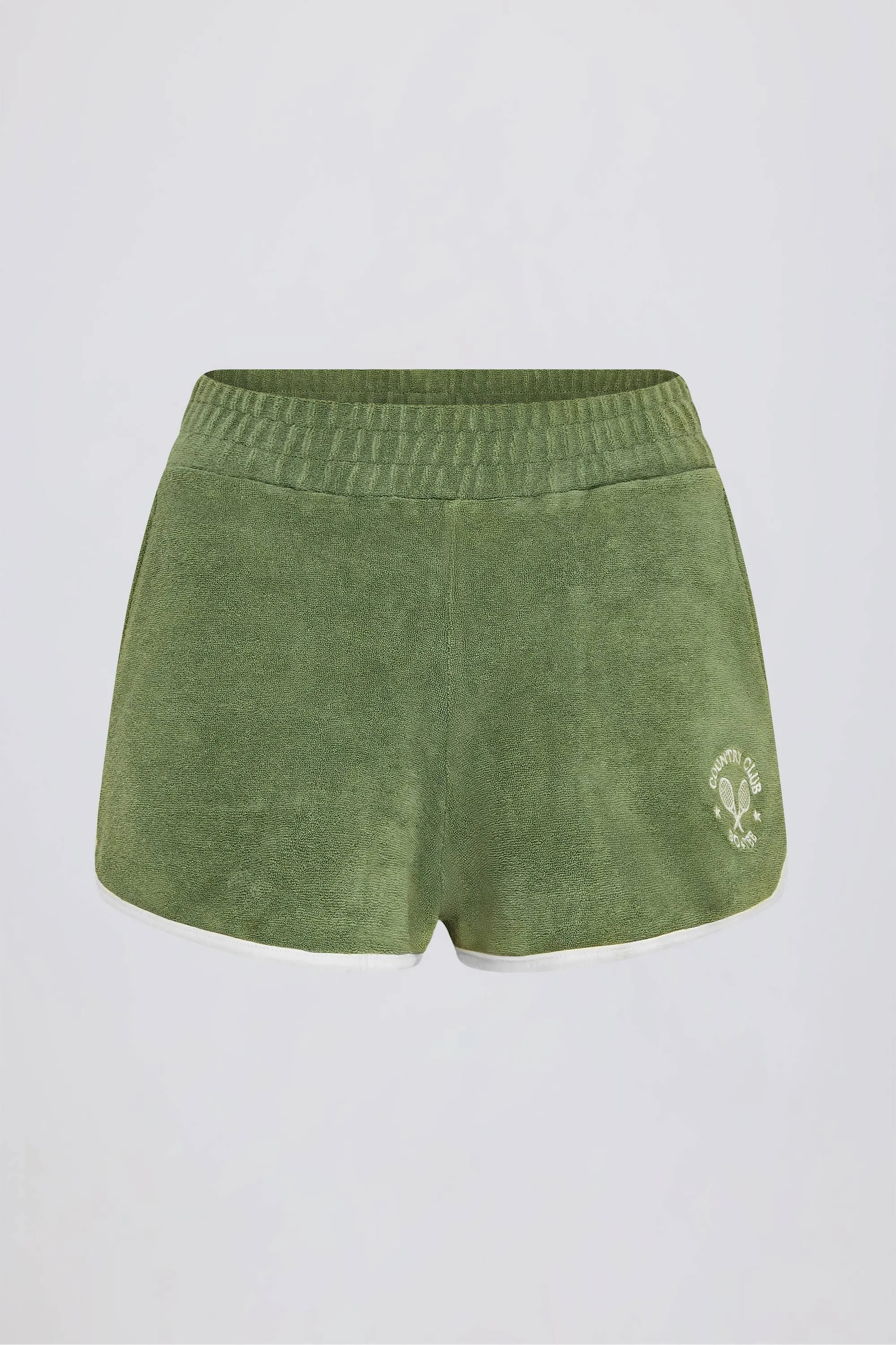 Terry Towelling Mid-Rise Shorts in Green sold by Bo + Tee product image thumbnail 2