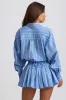 Pleated Cotton-Poplin Shorts in Blue Stripe sold by Bo + Tee