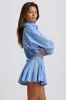 Pleated Cotton-Poplin Shorts in Blue Stripe sold by Bo + Tee