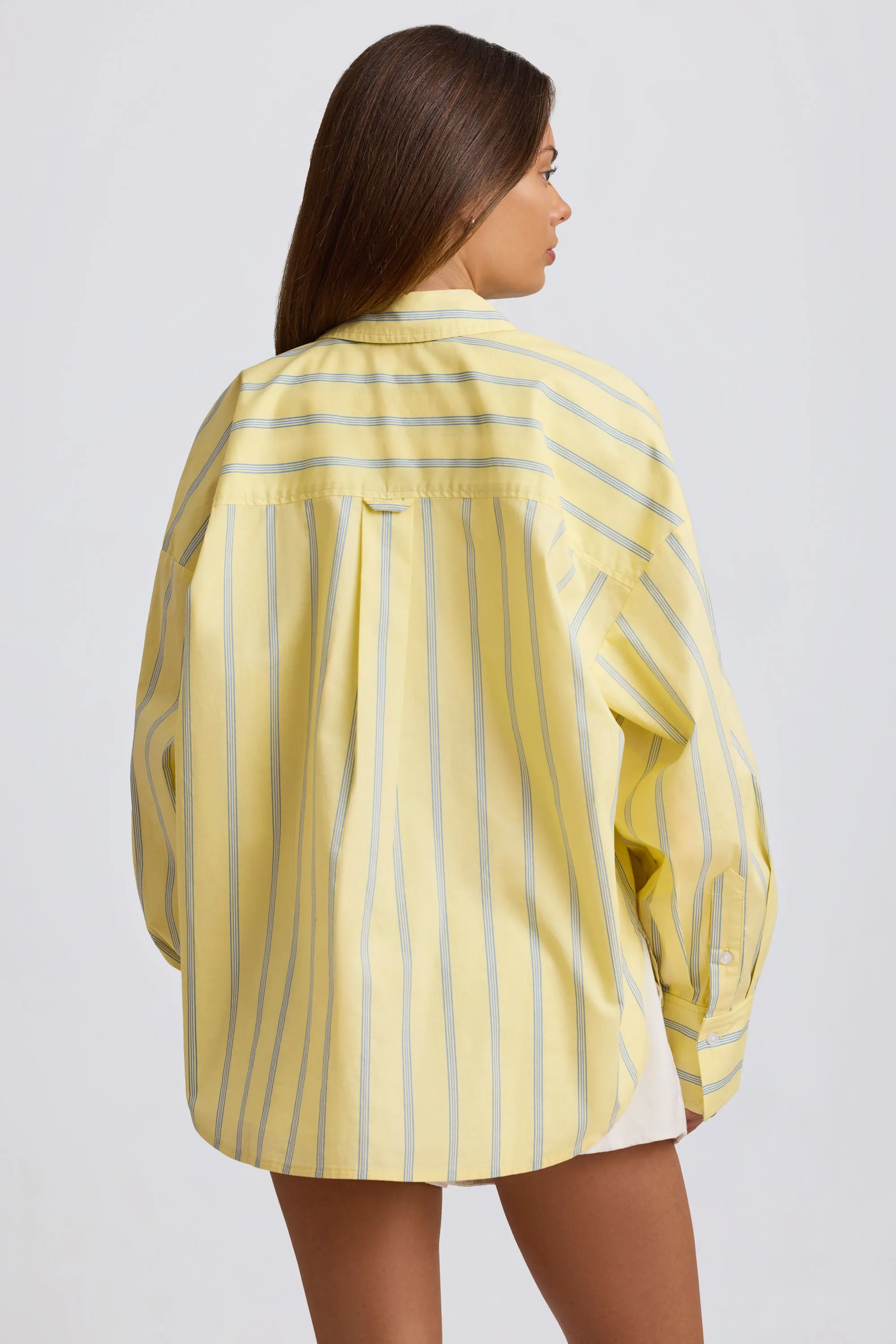 Cotton Poplin Stripe Oversized Shirt in Yellow Stripe sold by Bo + Tee product image thumbnail 2