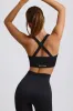 Super Sculpt Seamless Cross-Back Sports Bra in Black sold by Bo + Tee