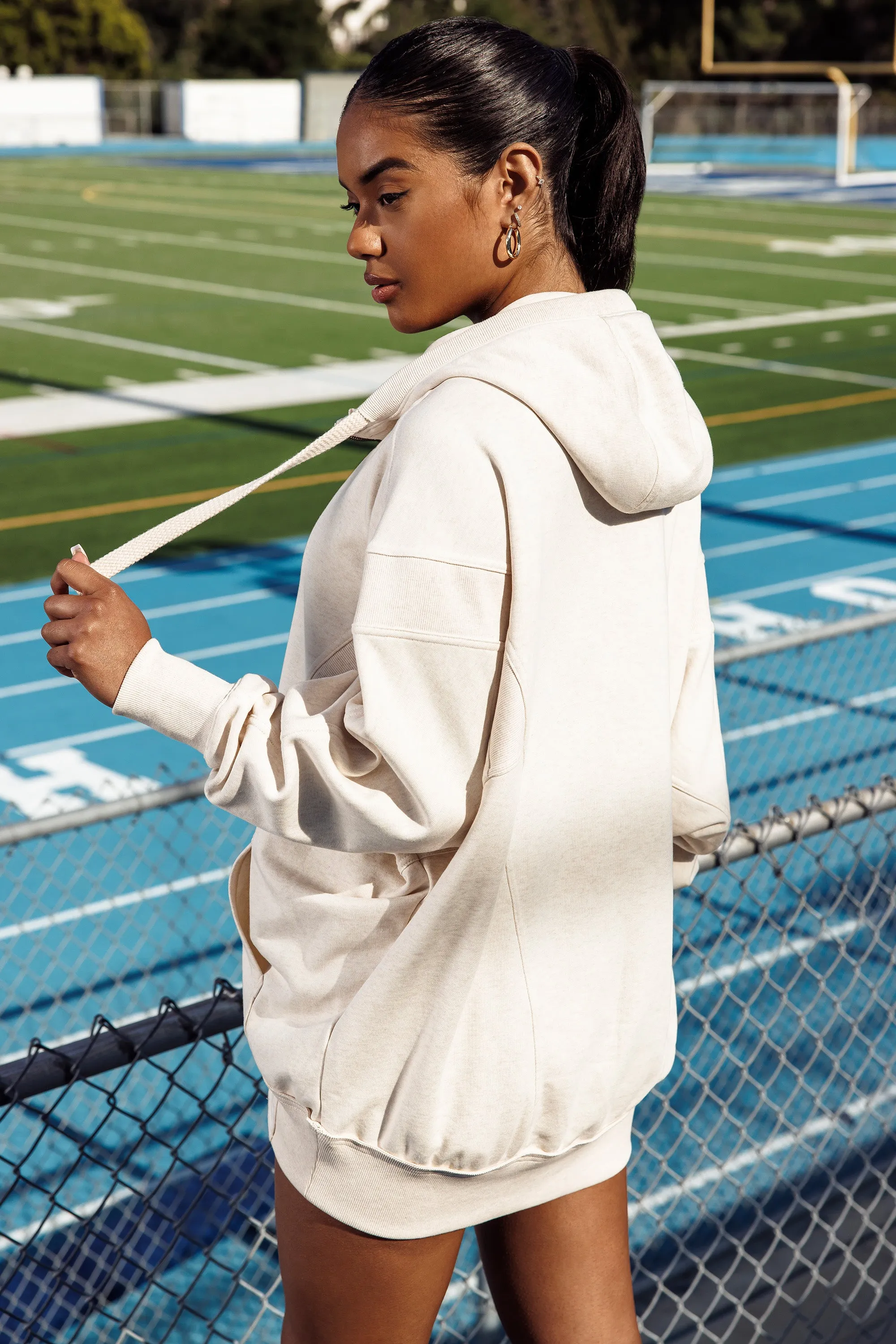 Evolution - Oversized Split Zip Hooded Jacket in Marled Oat sold by Bo + Tee product image thumbnail 3