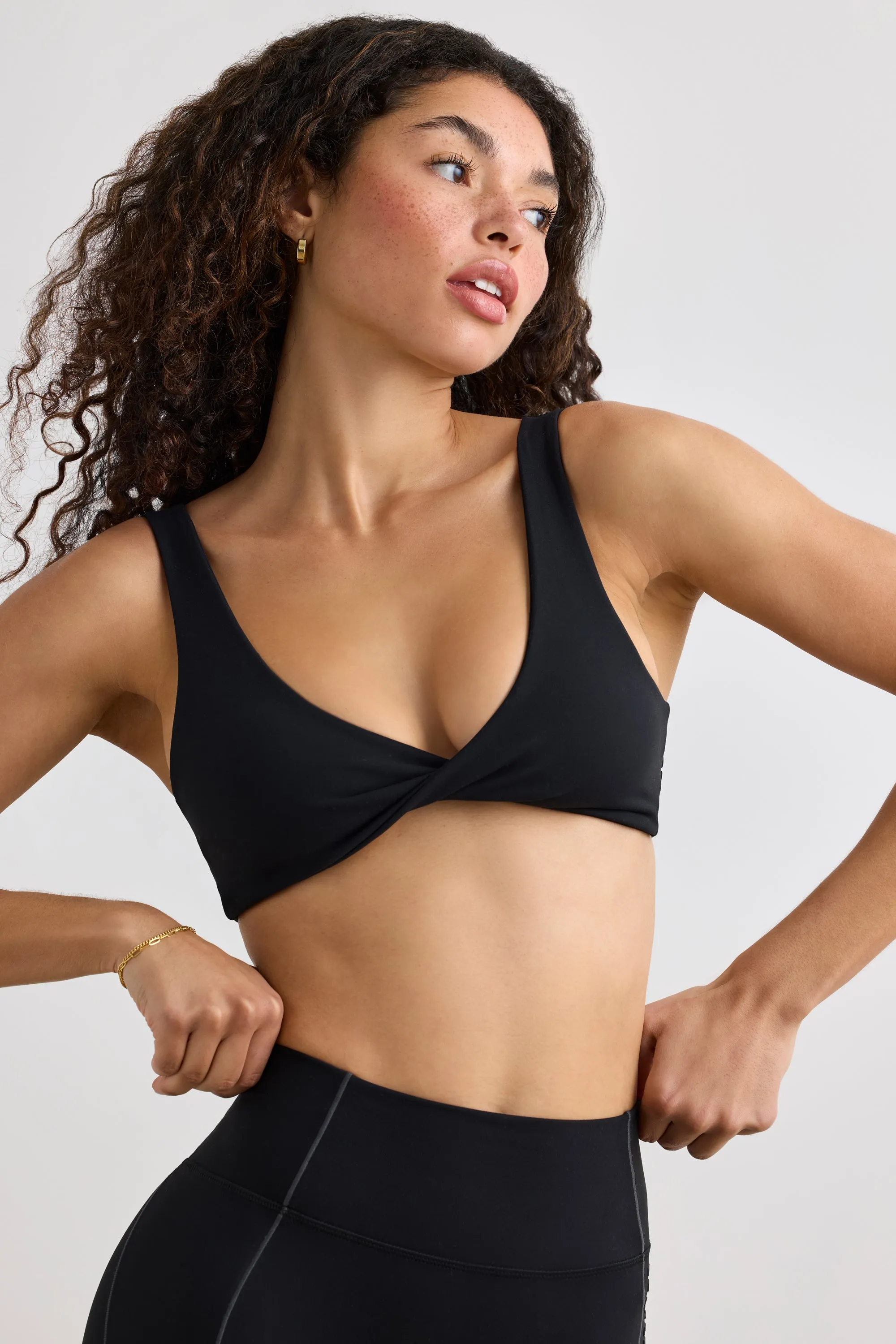 Soft Active V-Neck Sports Bra in Black sold by Bo + Tee product image thumbnail 5