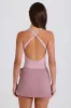Ribbed-Knit Wrapover Tie Skort in Mauve sold by Bo + Tee