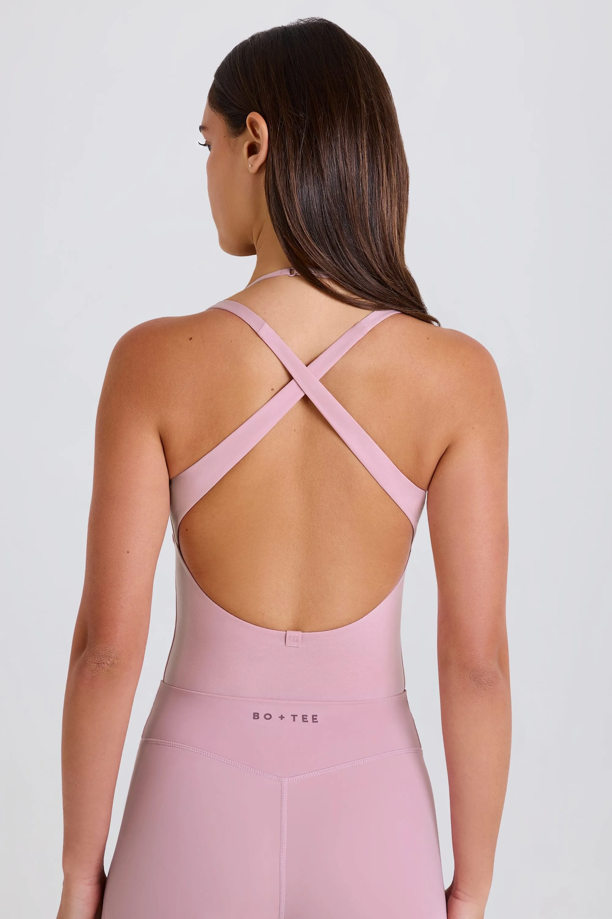 Stretch Cotton Jersey Layered Crossback Bodysuit in Mauve sold by Bo + Tee product image thumbnail 4