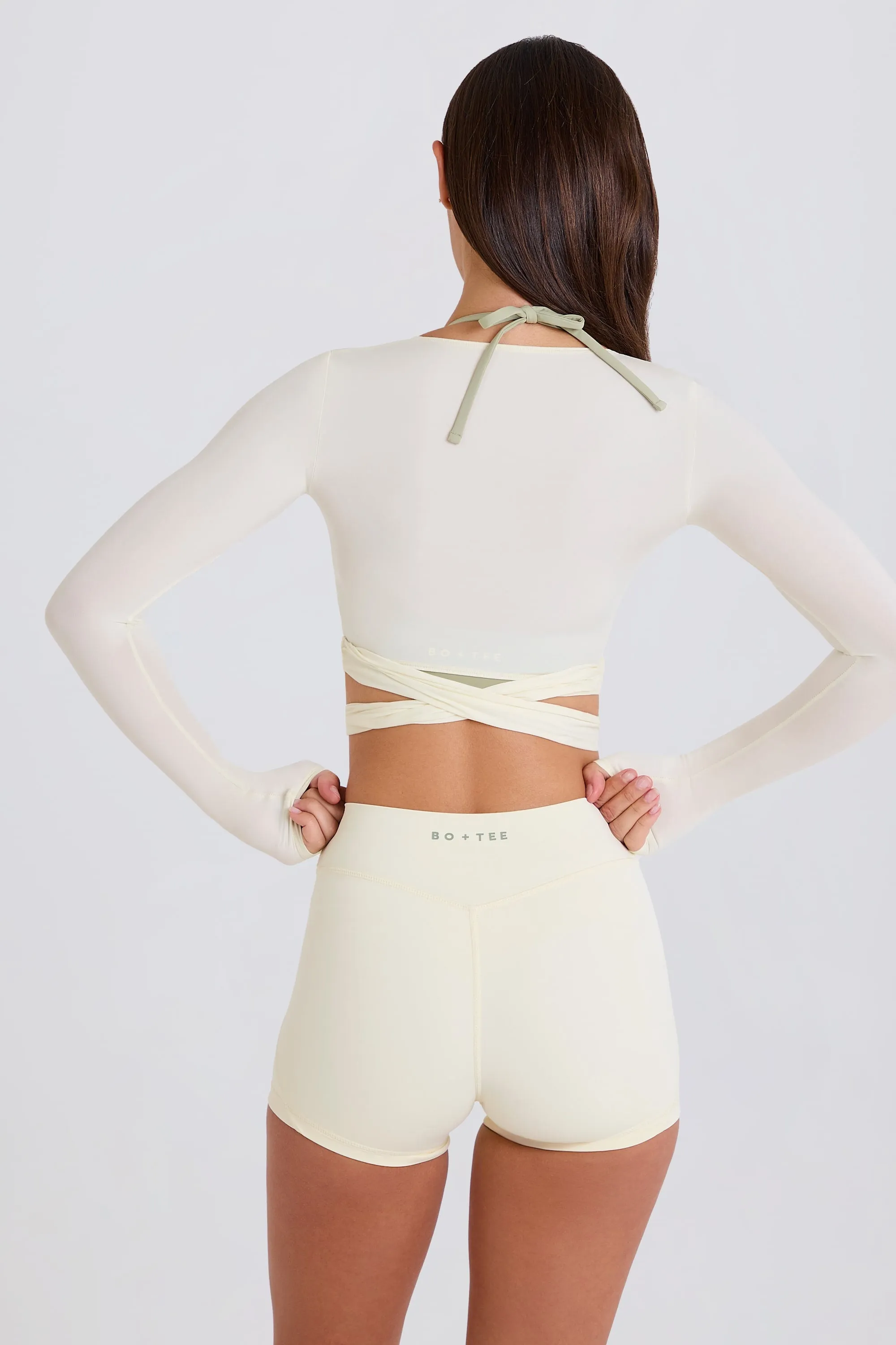 Soft Jersey Wrap Crop Top in Cream sold by Bo + Tee product image thumbnail 2