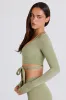 Soft Jersey Wrap Crop Top in Matcha sold by Bo + Tee