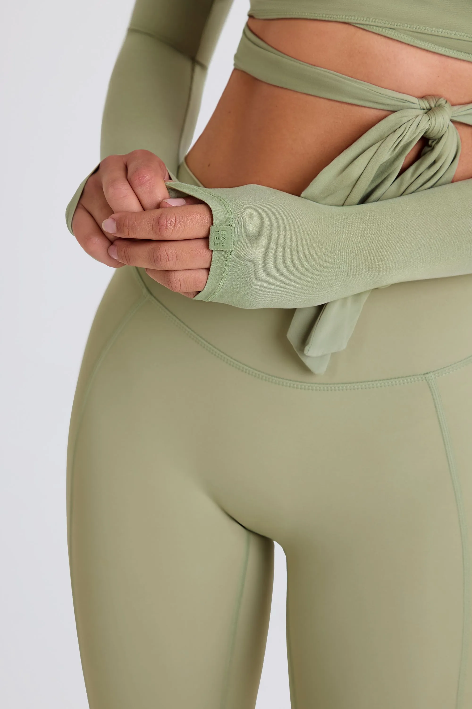 Soft Jersey Wrap Crop Top in Matcha sold by Bo + Tee product image thumbnail 4