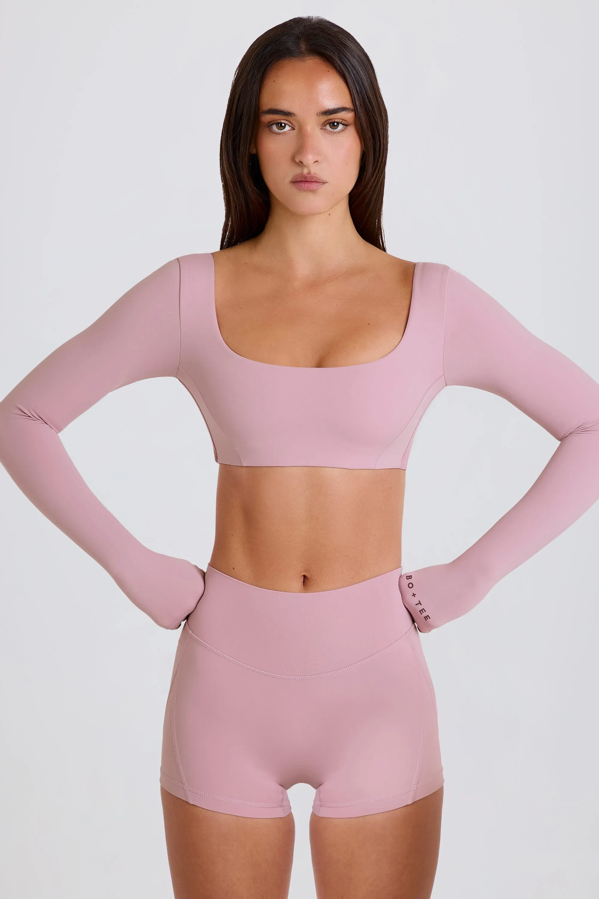 High-Waist Mini Shorts in Mauve sold by Bo + Tee product image thumbnail 2