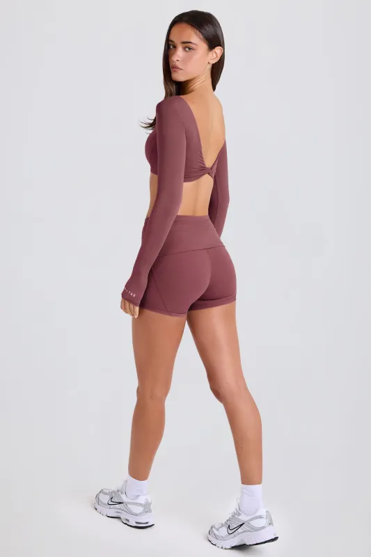 Foldover Mid-Rise Mini Shorts in Acai sold by Bo + Tee