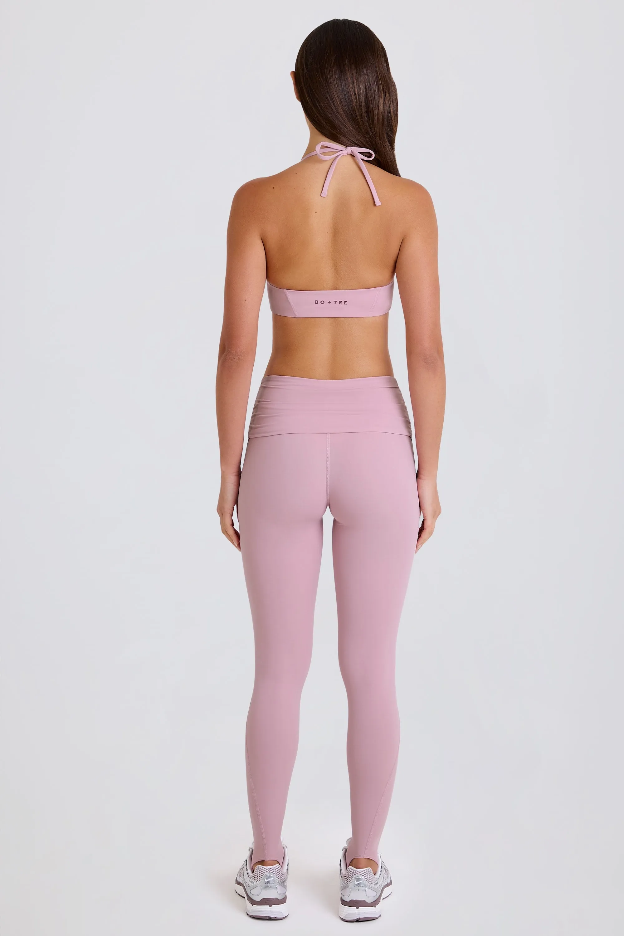 Four-Way Stretch Foldover Mid-Rise Stirrup Leggings in Mauve sold by Bo + Tee product image thumbnail 4