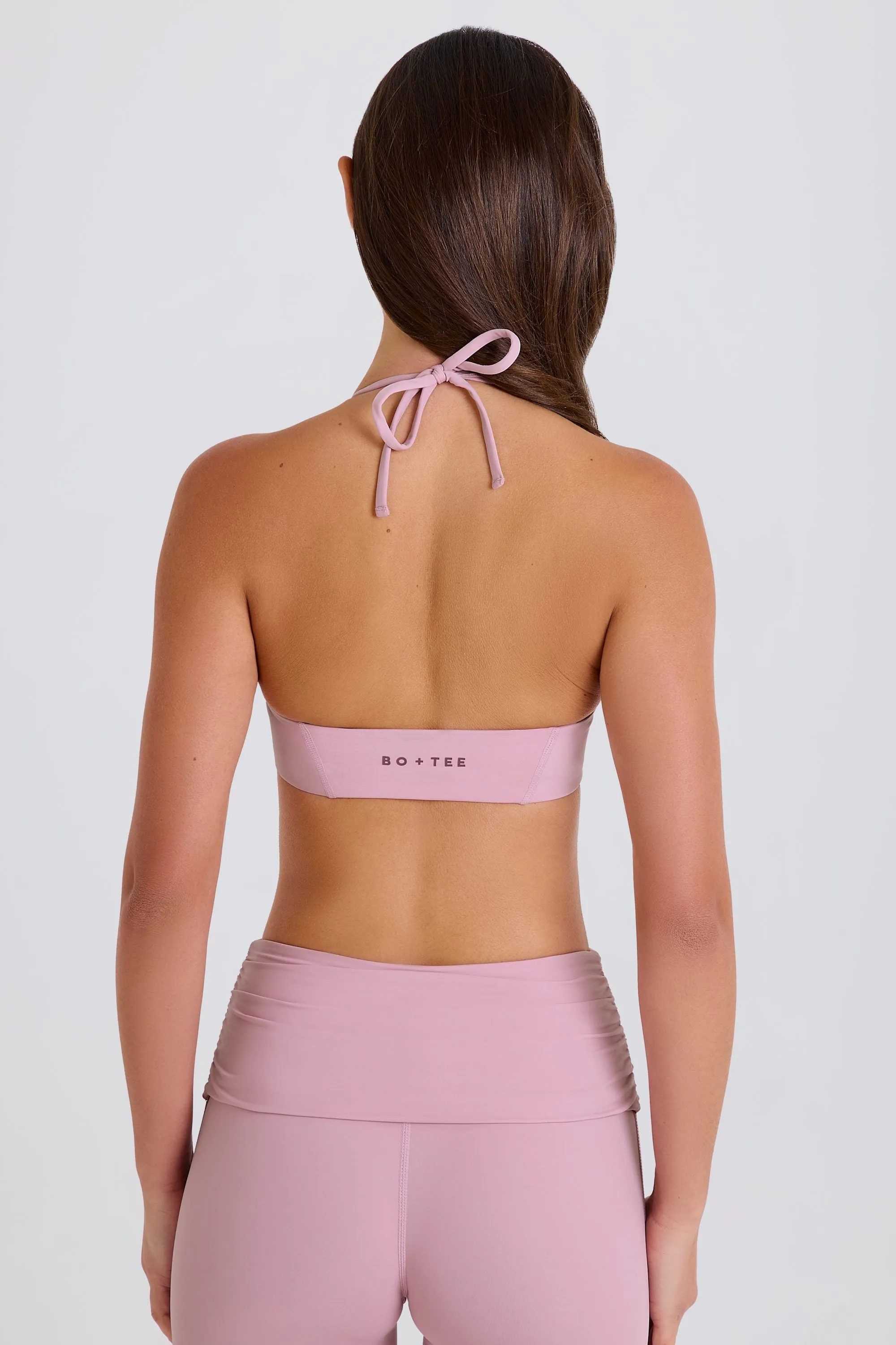 Scoop-Neck Halterneck Sports Bra in Mauve sold by Bo + Tee product image thumbnail 4