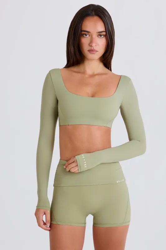 Multiway Long-Sleeve Crop Top in Matcha sold by Bo + Tee
